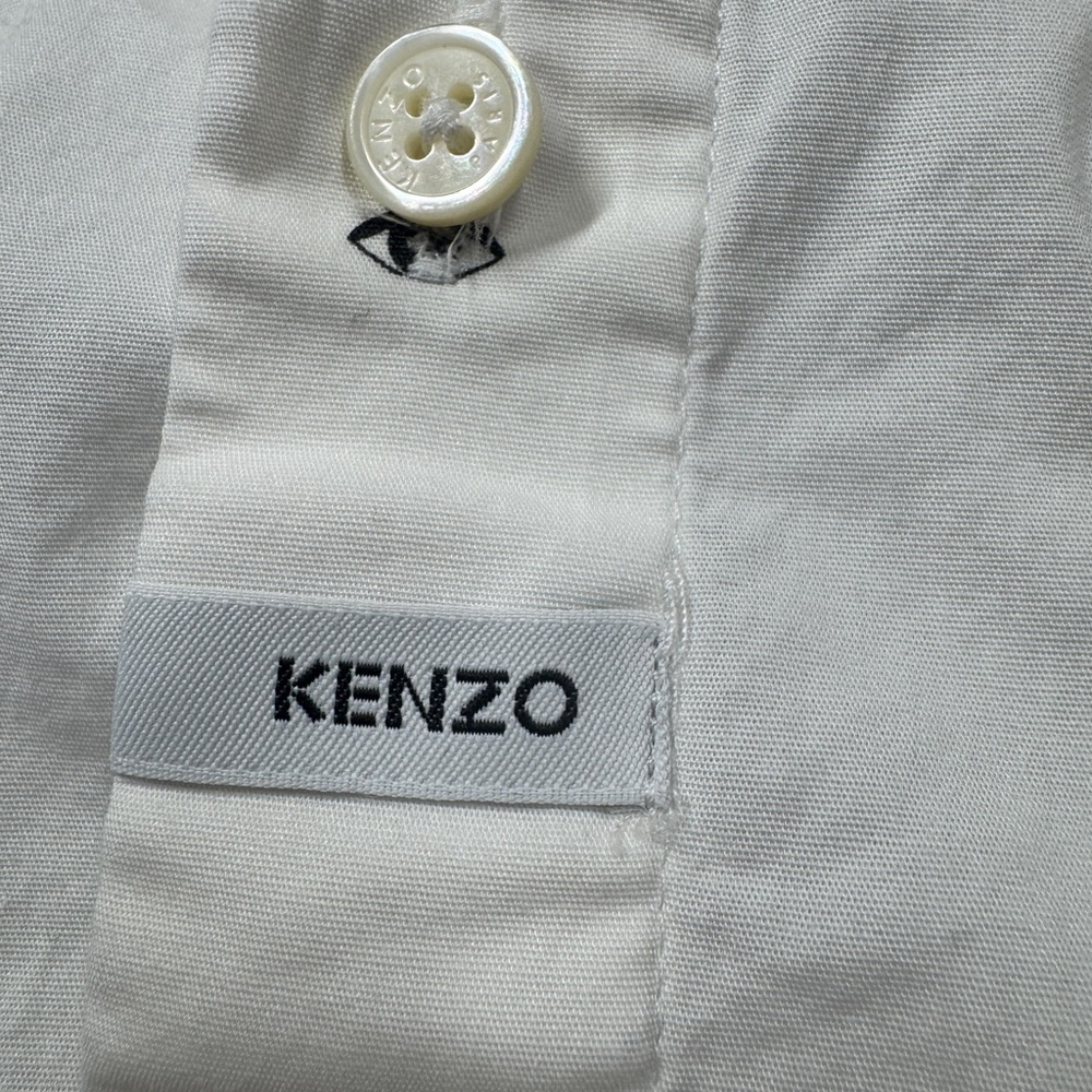 Kenzo Paris White Multi Eye Cotton Poplin Blend Slim Fit Collared Shirt 42-16.5 - Picture 7 of 16